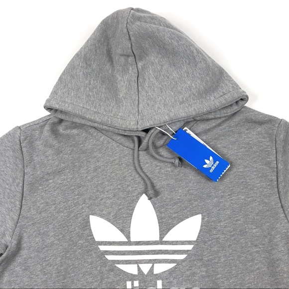 Adidas Trefoil Gray Pullover Hoodie Sweatshirt - Picture 5 of 13